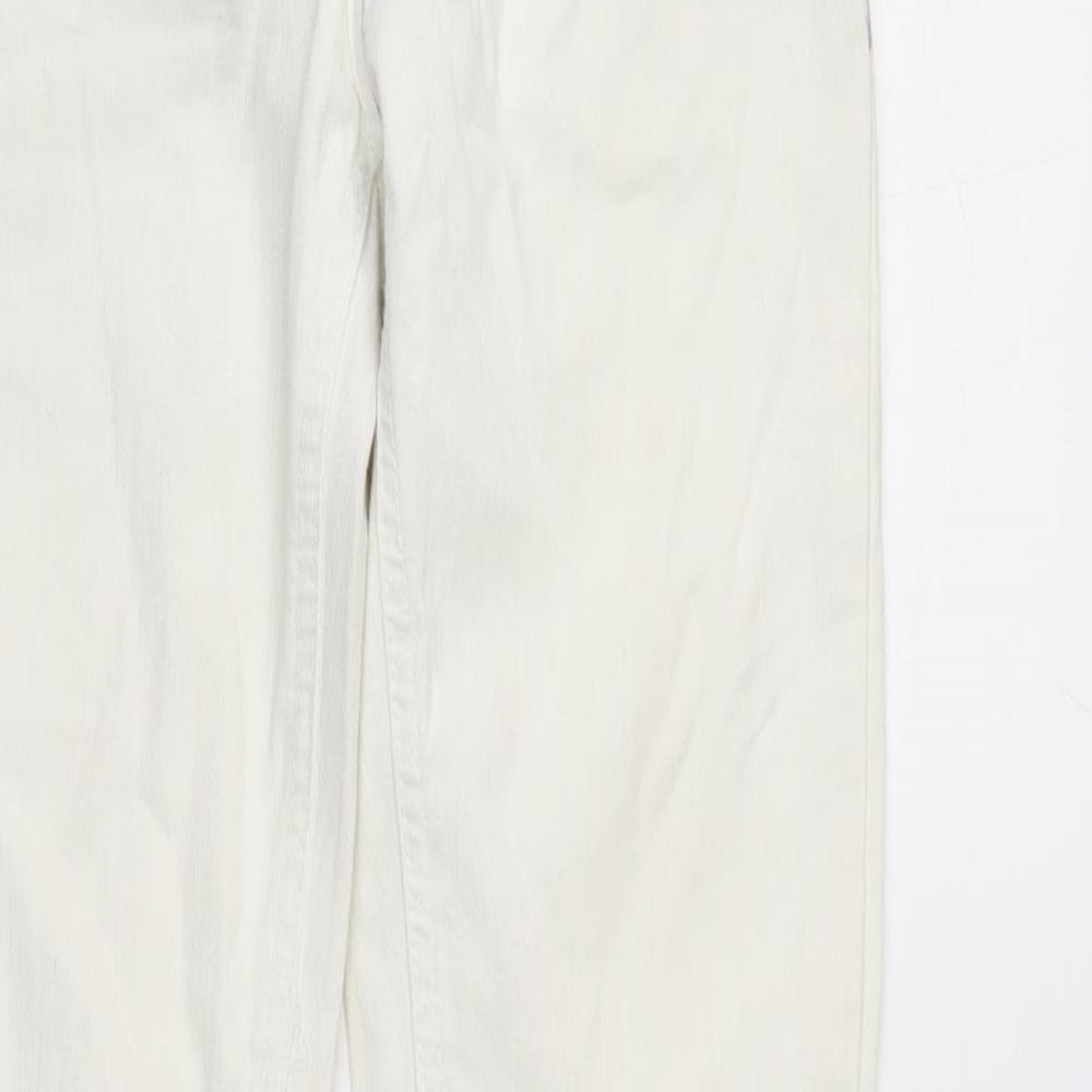 Denim & Co. Womens Ivory Cotton Blend Tapered Jeans Size 10 L30.5 in Regular Zip