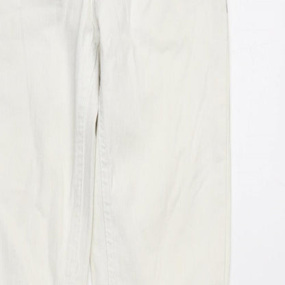 Denim & Co. Womens Ivory Cotton Blend Tapered Jeans Size 10 L30.5 in Regular Zip