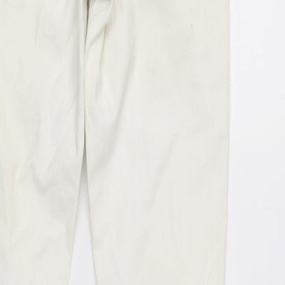 Denim & Co. Womens Ivory Cotton Blend Tapered Jeans Size 10 L30.5 in Regular Zip