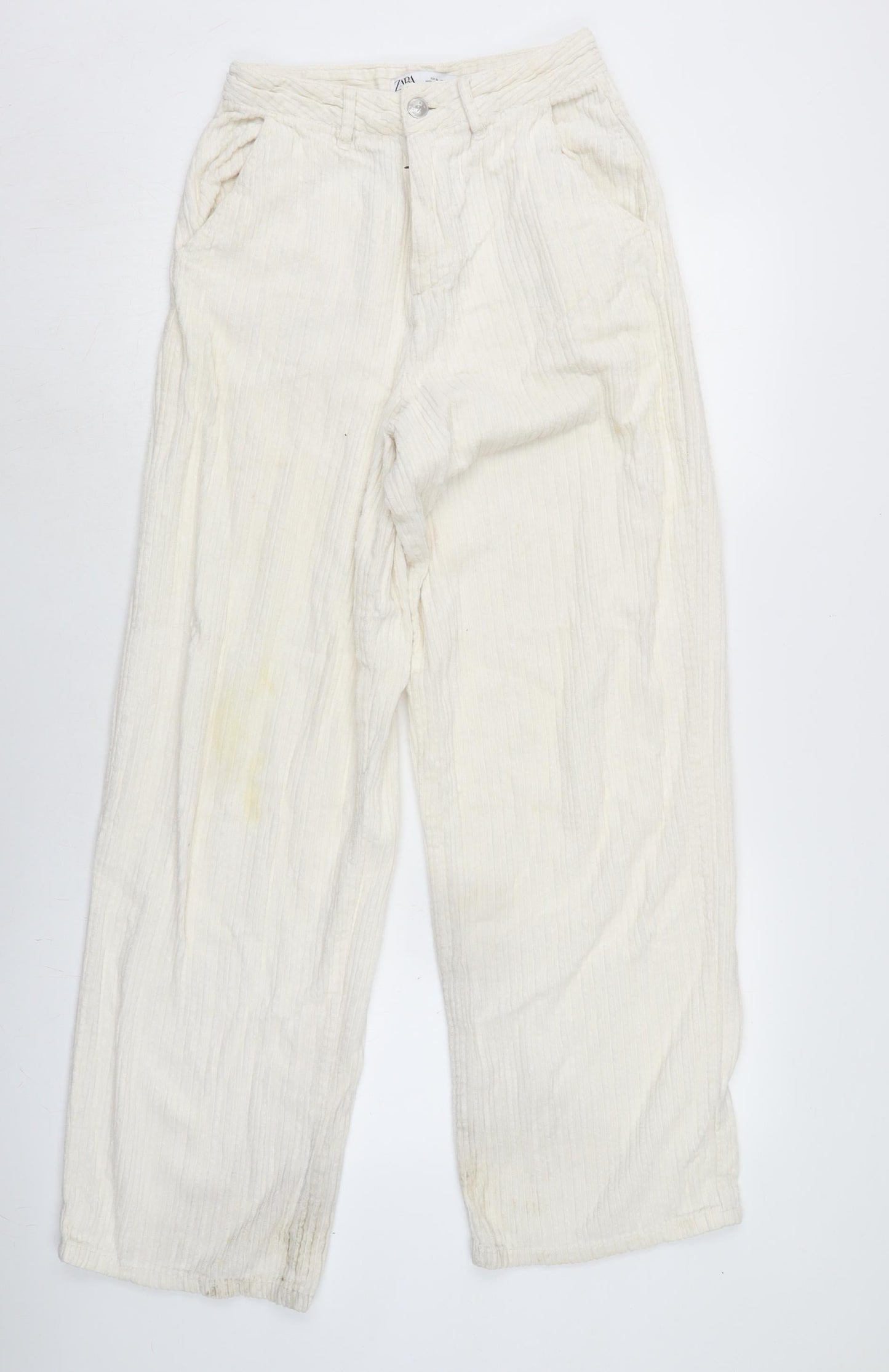 Womens UK Size 8 Zara Regular Fit  Ivory Trousers