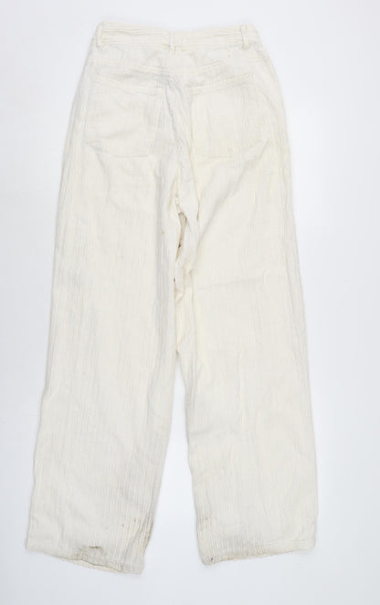 Womens UK Size 8 Zara Regular Fit  Ivory Trousers