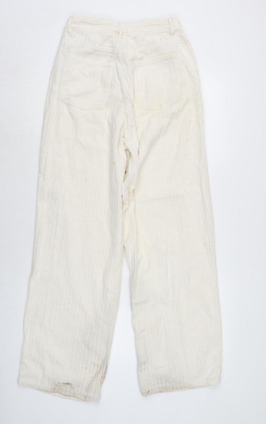Womens UK Size 8 Zara Regular Fit  Ivory Trousers