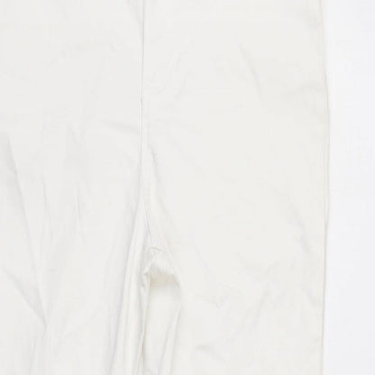 Denim & Co. Womens Ivory Cotton Blend Straight Jeans Size 14 L27.5 in Regular Zip
