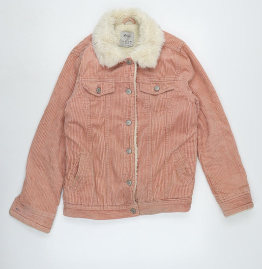 Denim & Co. Womens Pink Biker Jacket Size 8 Button