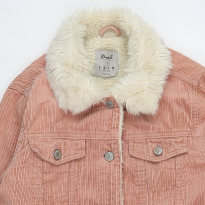 Denim & Co. Womens Pink Biker Jacket Size 8 Button