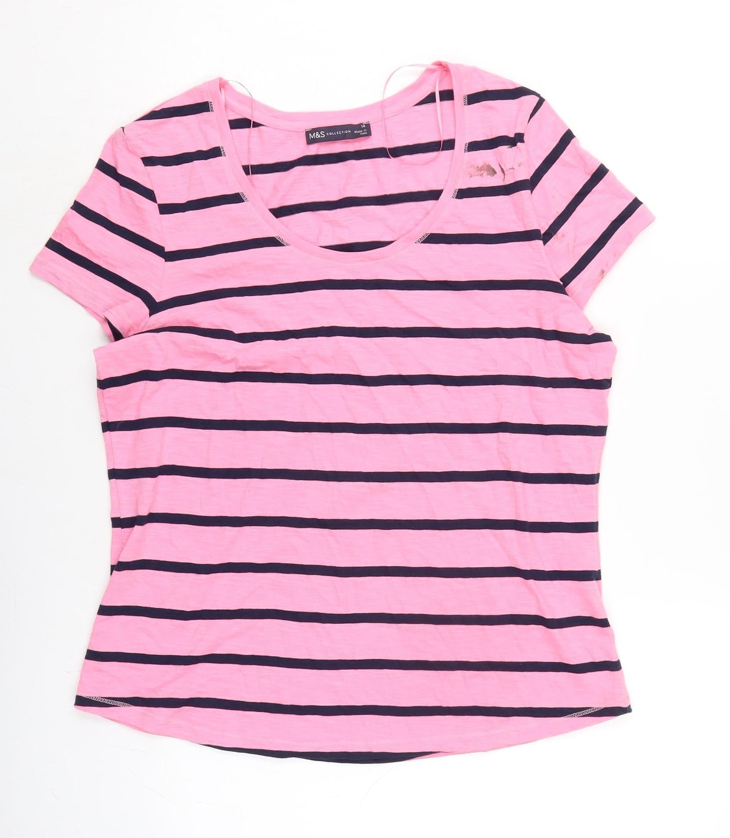 Womens UK Size 14 Marks and Spencer Pink Basic T-Shirt