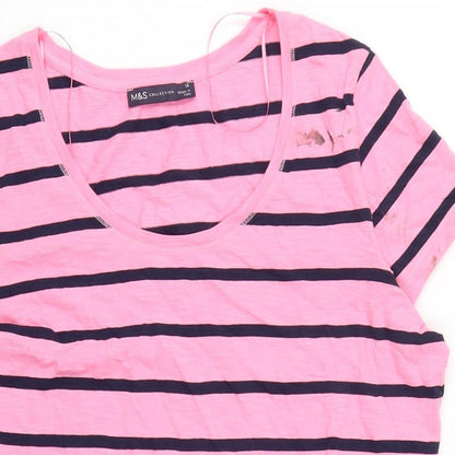 Womens UK Size 14 Marks and Spencer Pink Basic T-Shirt