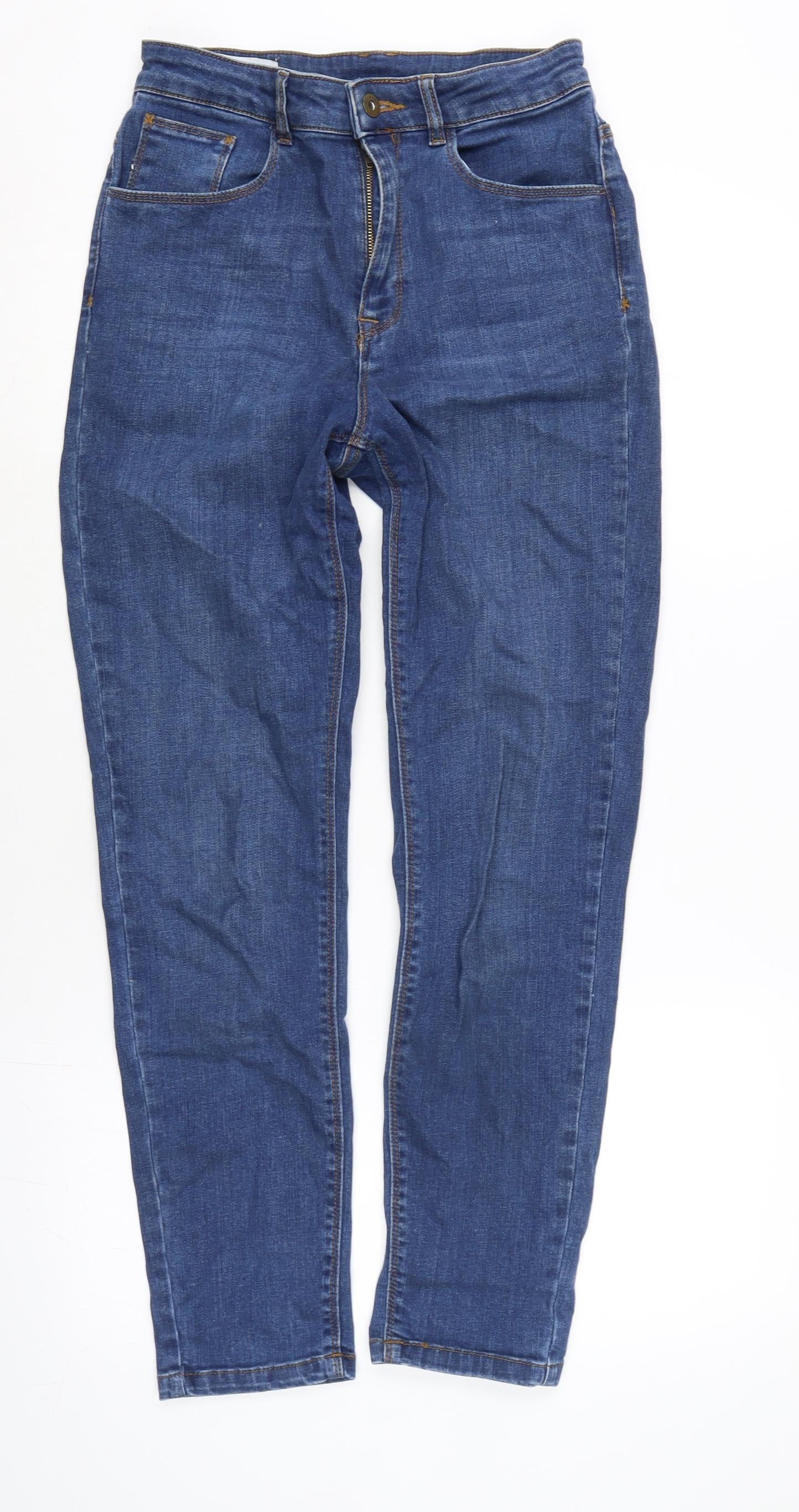 COLLUSION Womens Blue Cotton Blend Straight Jeans Size 28 in L26.5 in Regular Zip