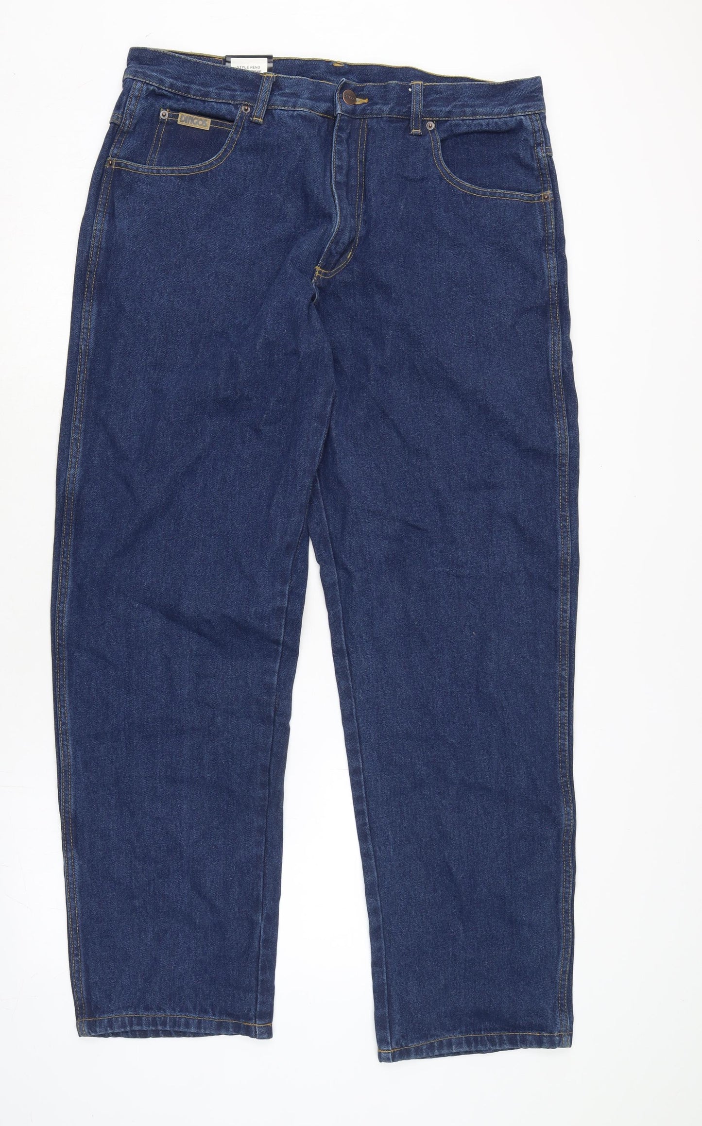 Indigo Mens Blue Cotton Straight Jeans Size 38 in L34 in Regular Zip - Dingos.