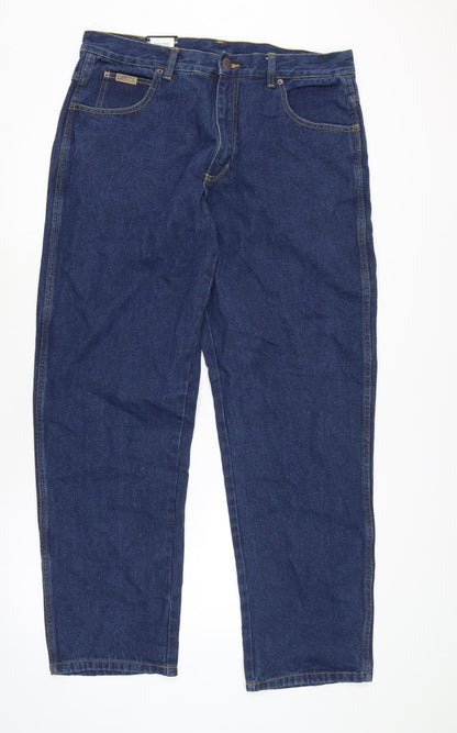 Indigo Mens Blue Cotton Straight Jeans Size 38 in L34 in Regular Zip - Dingos.