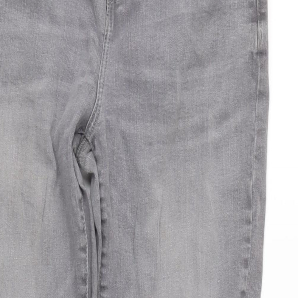 TU Womens Grey Cotton Blend Tapered Jeans Size 12 L29.5 in Regular Zip