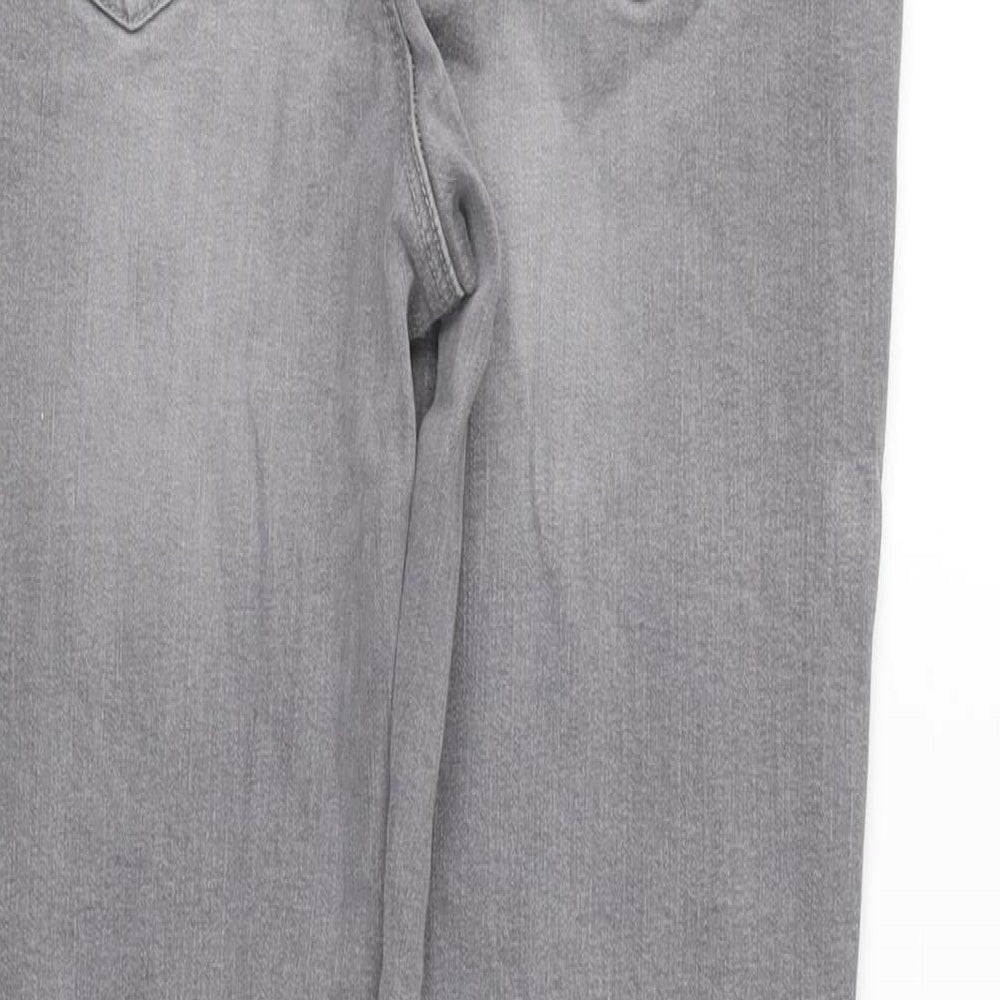 TU Womens Grey Cotton Blend Tapered Jeans Size 12 L29.5 in Regular Zip
