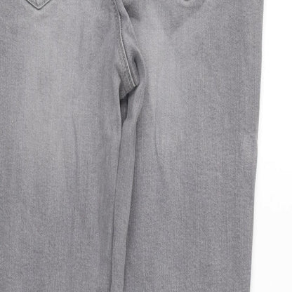 TU Womens Grey Cotton Blend Tapered Jeans Size 12 L29.5 in Regular Zip