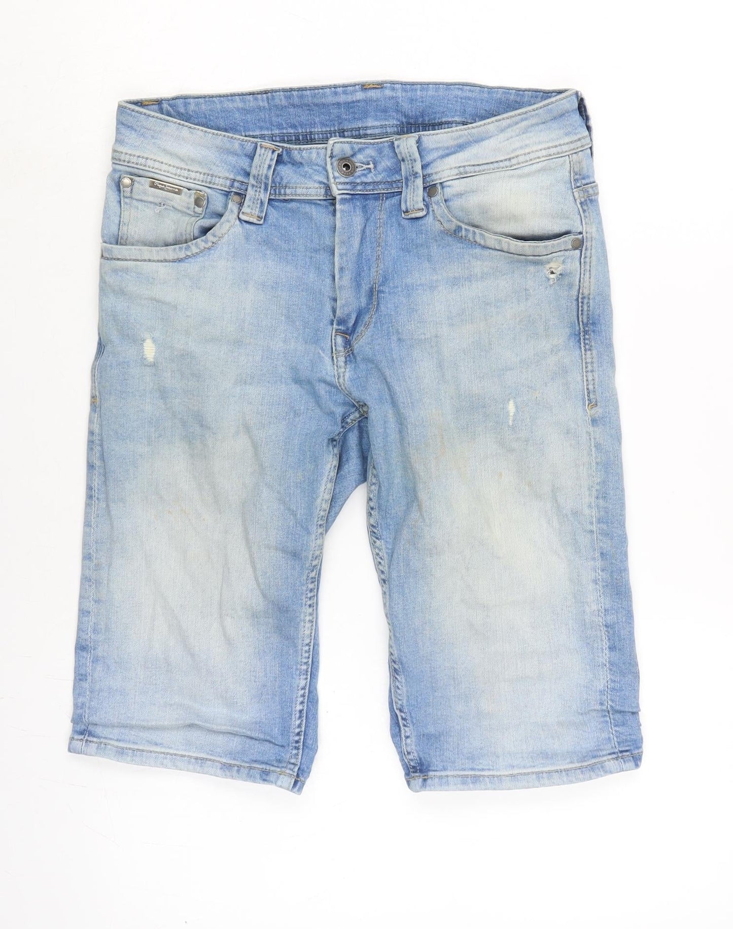 Pepe Jeans Mens Blue Cotton Bermuda Shorts Size 30 in L12 in Regular Zip