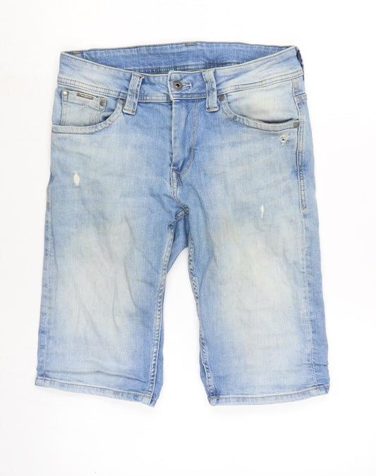 Pepe Jeans Mens Blue Cotton Bermuda Shorts Size 30 in L12 in Regular Zip