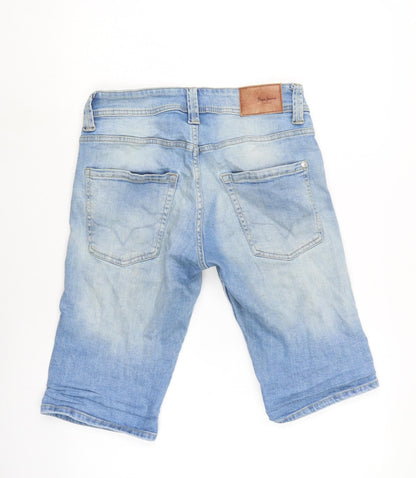 Pepe Jeans Mens Blue Cotton Bermuda Shorts Size 30 in L12 in Regular Zip
