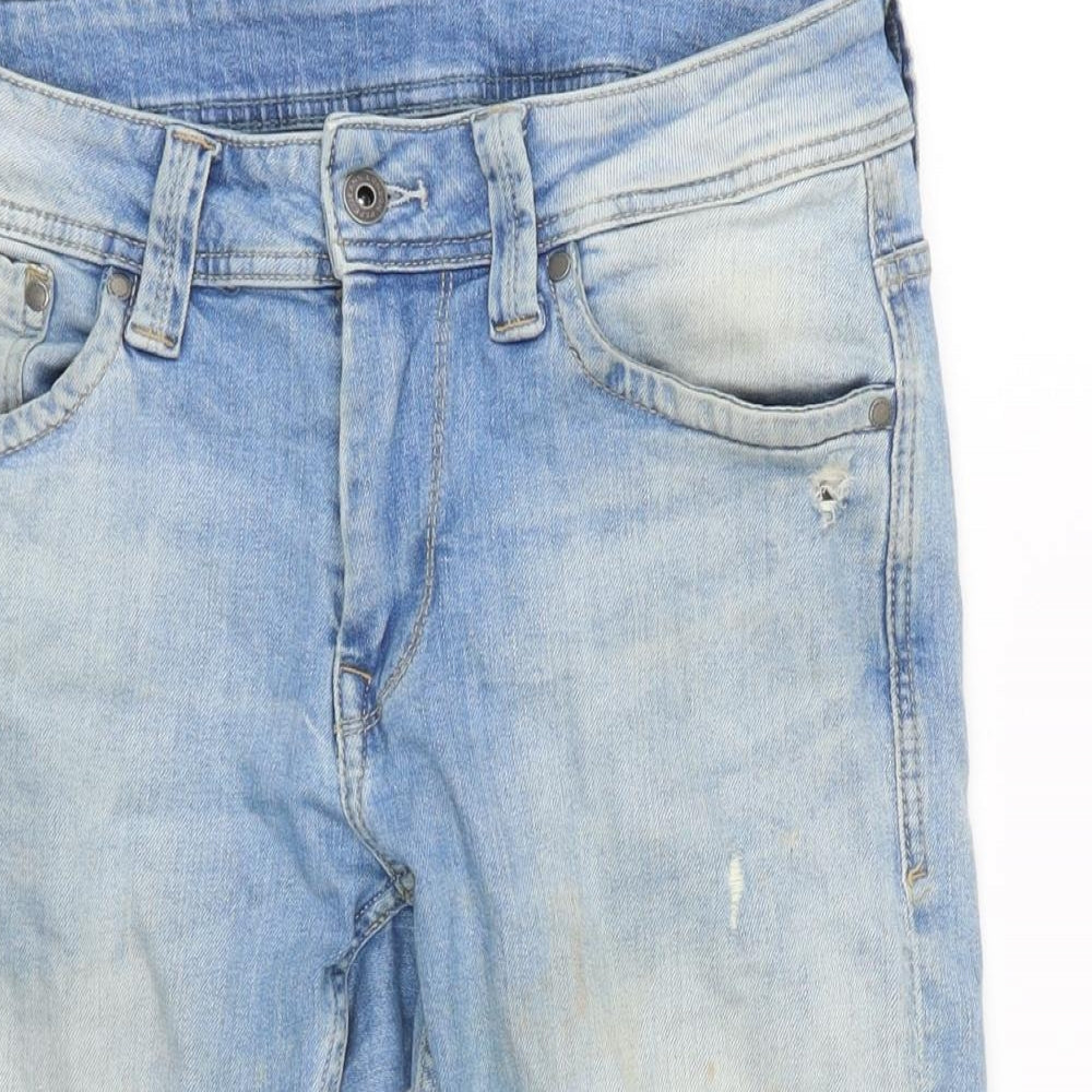 Pepe Jeans Mens Blue Cotton Bermuda Shorts Size 30 in L12 in Regular Zip