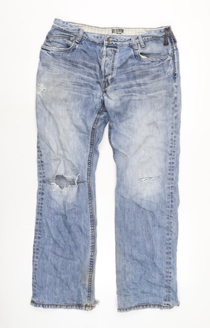 WS Denim Mens Blue Cotton Straight Jeans Size 32 in L29 in Regular Button