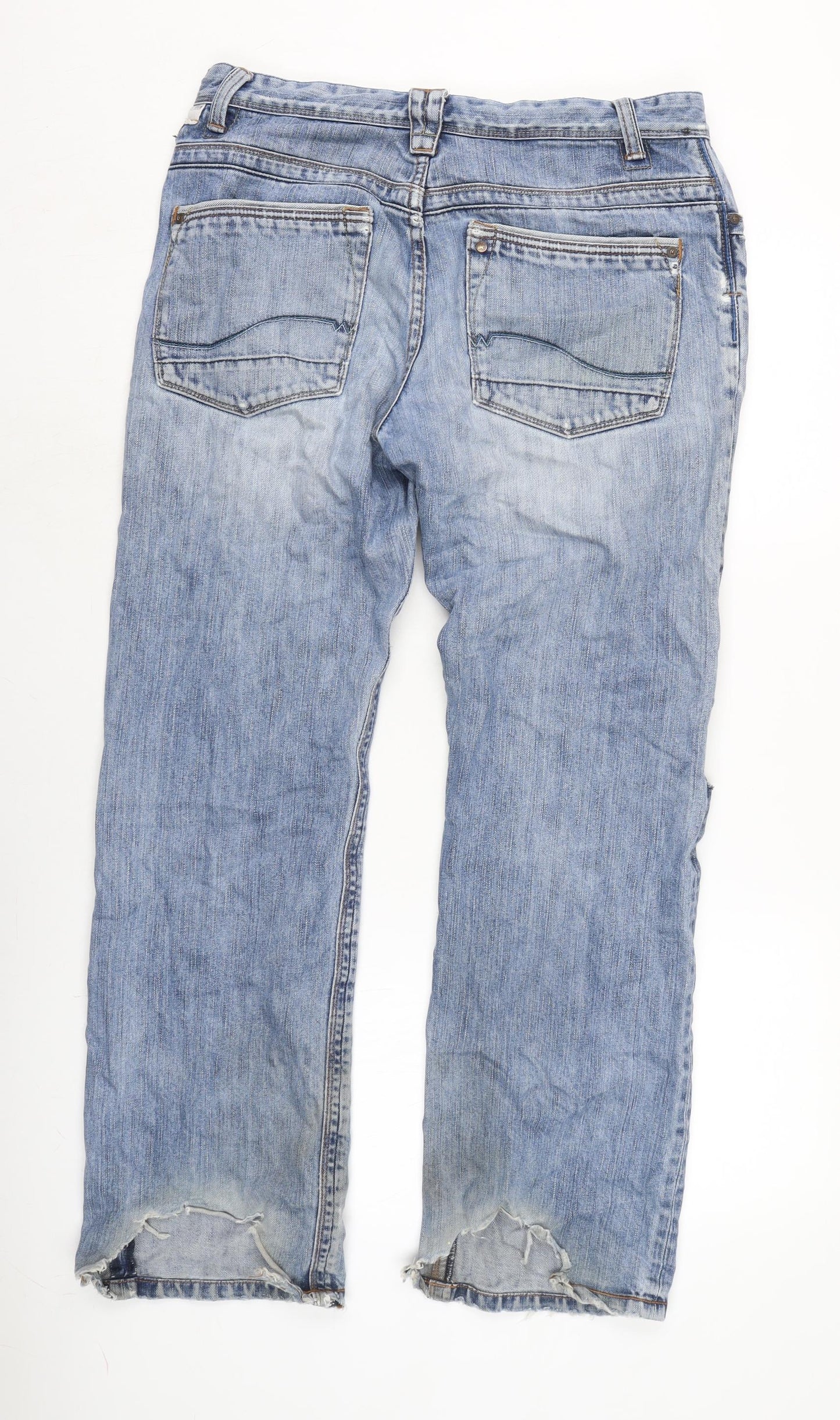 WS Denim Mens Blue Cotton Straight Jeans Size 32 in L29 in Regular Button