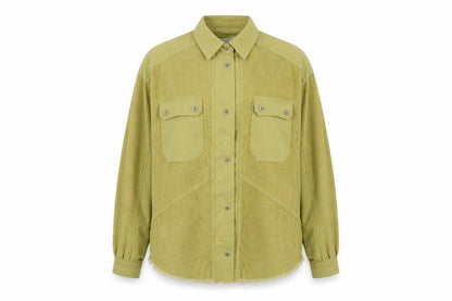 Thread & supply Womens Yellow Cotton Basic Button-Up Size S Collared - Raw Hem