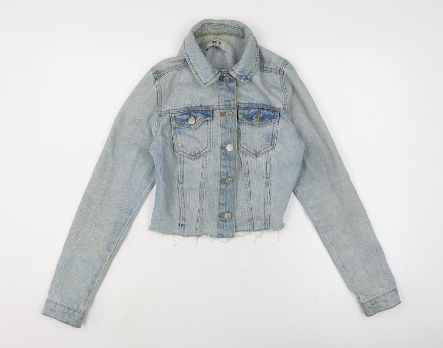 Womens UK Size 6 New Look Blue Biker Coat