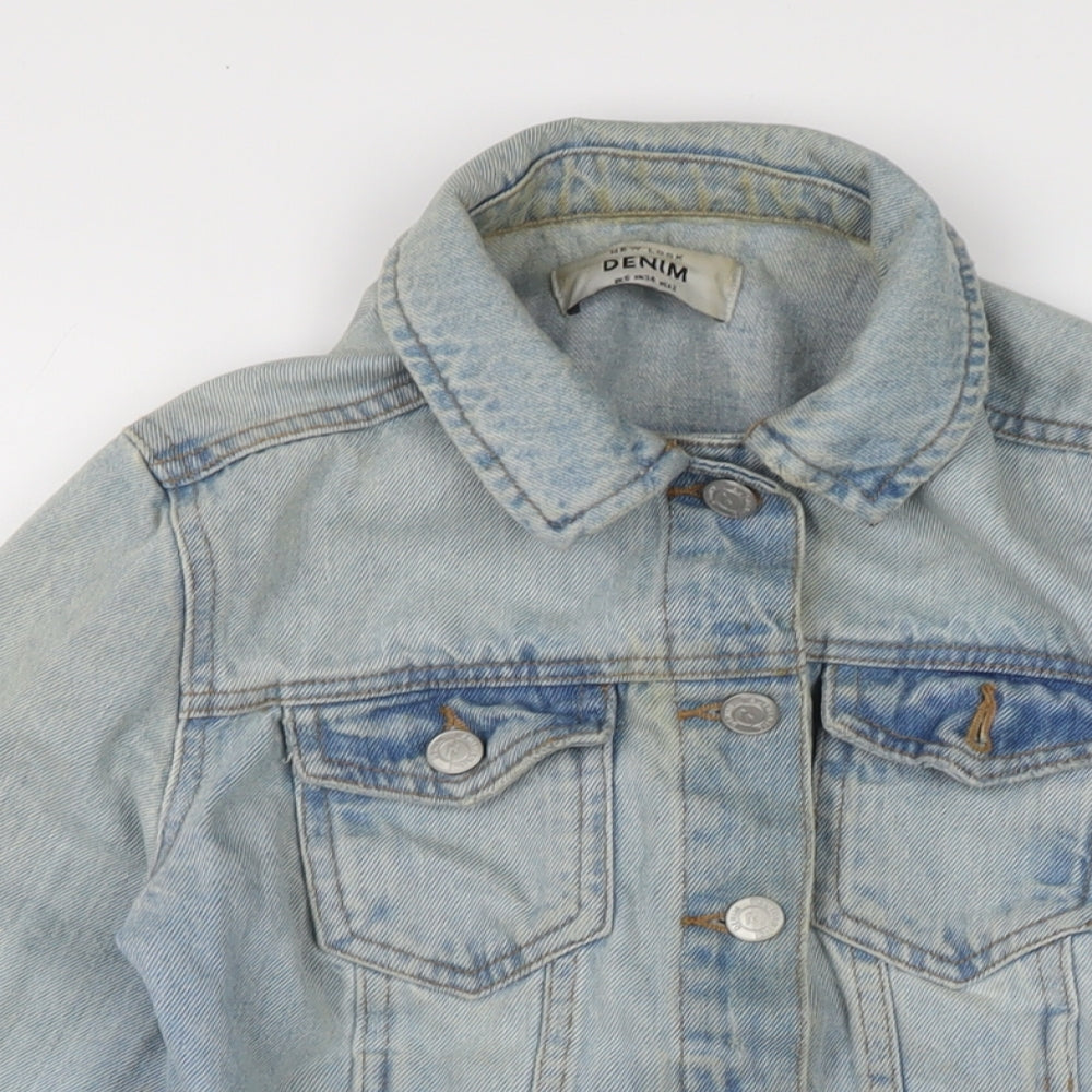 Womens UK Size 6 New Look Blue Biker Coat