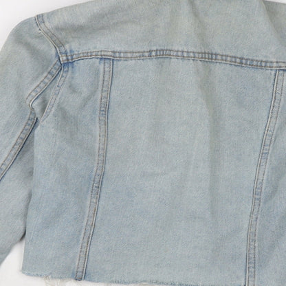 Womens UK Size 6 New Look Blue Biker Coat