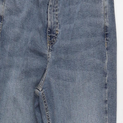 Topshop Womens Blue Cotton Straight Jeans Size 30 in L30 in Regular Zip