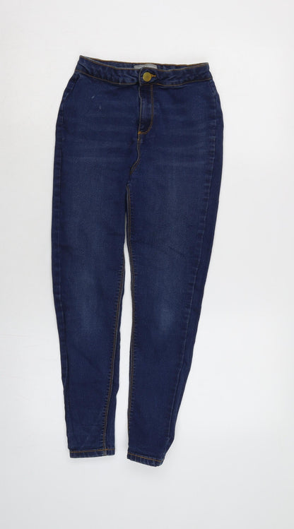 Dorothy Perkins Womens Blue Cotton Blend Tapered Jeans Size 10 L24 in Regular Zip