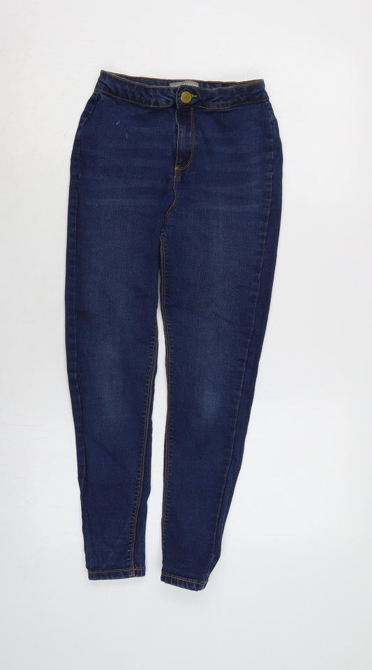 Dorothy Perkins Womens Blue Cotton Blend Tapered Jeans Size 10 L24 in Regular Zip
