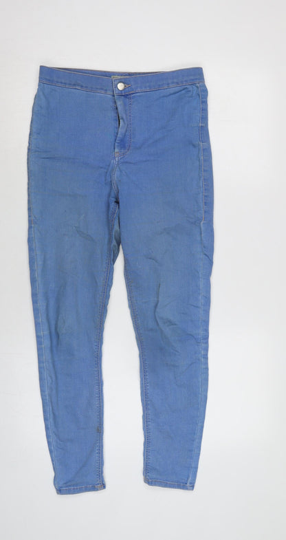 Topshop Womens Blue Cotton Blend Tapered Jeans Size 30 in L24.5 in Regular Zip