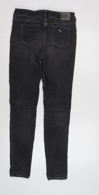 ARMANI Womens Grey Cotton Blend Tapered Jeans Size 29 in L31 in Regular Zip
