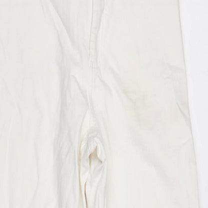 Zara Womens Ivory Cotton Blend Wide-Leg Jeans Size 6 L28.5 in Regular Zip