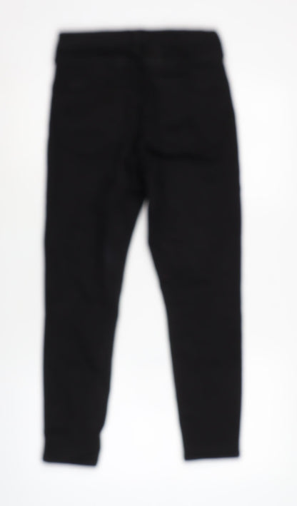 Topshop Womens Black Cotton Blend Tapered Jeans Size 28 in L25 in Extra-Slim Zip