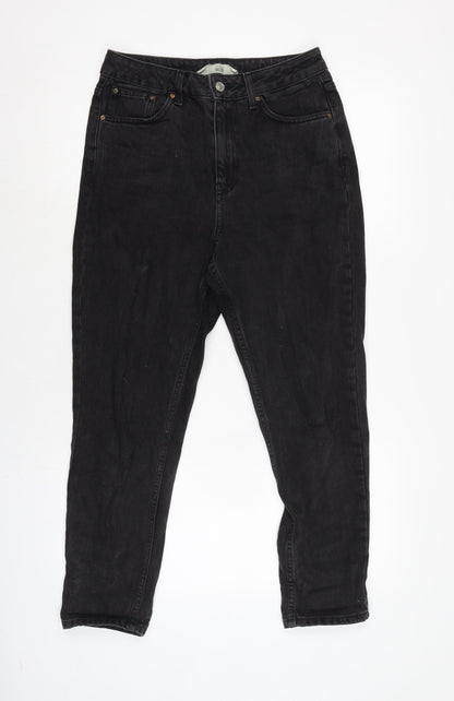 Topshop Womens Grey Cotton Straight Jeans Size 28 in L24.5 in Regular Zip