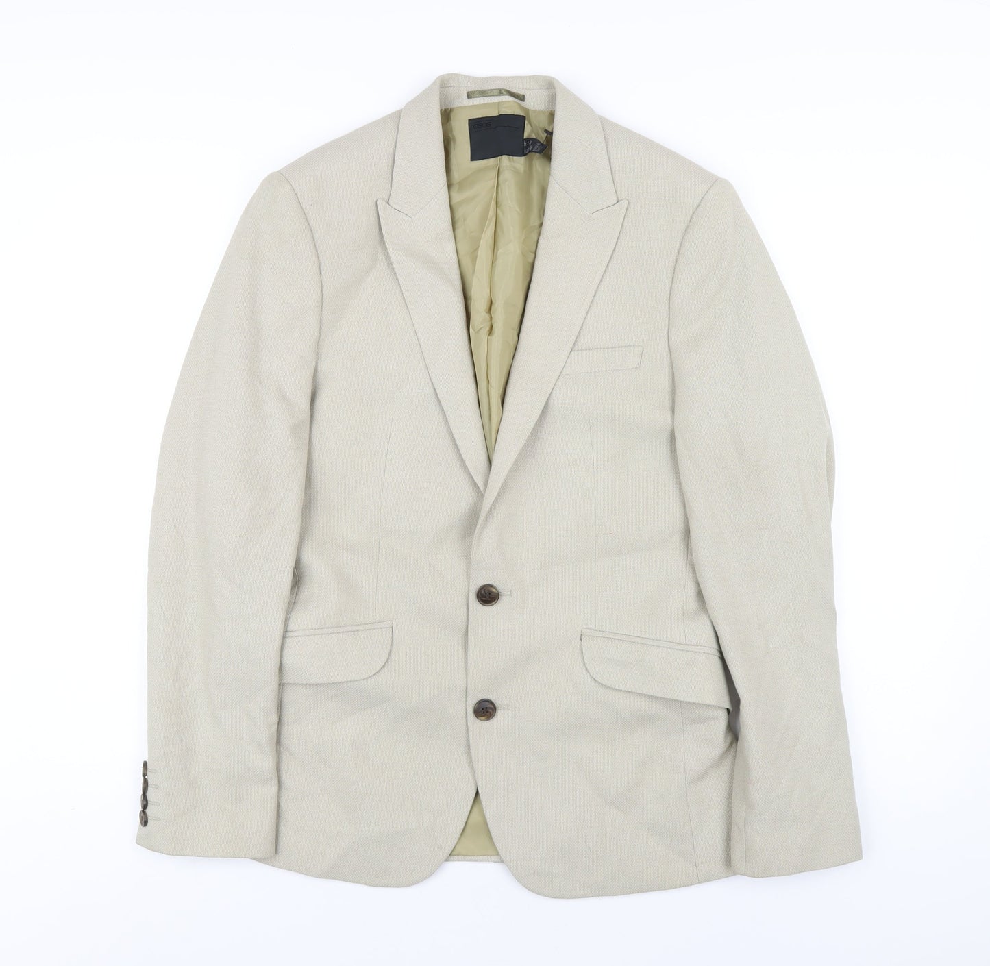 ASOS Mens Beige Polyester Jacket Blazer Size 36 Regular