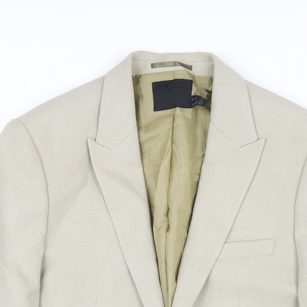 ASOS Mens Beige Polyester Jacket Blazer Size 36 Regular