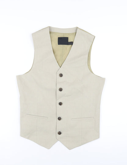 ASOS Mens Beige Polyester Jacket Suit Waistcoat Size 36 Regular