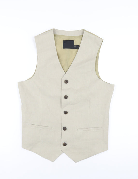 ASOS Mens Beige Polyester Jacket Suit Waistcoat Size 36 Regular