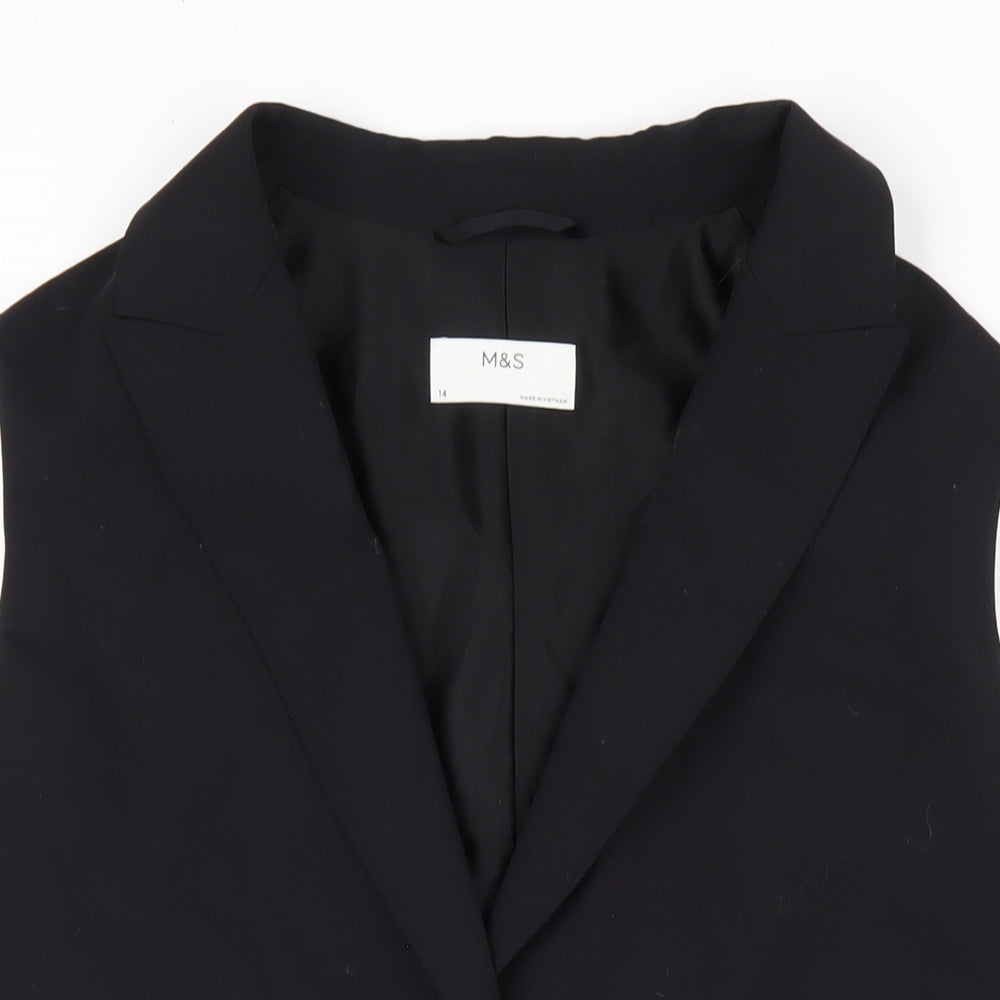 Marks and Spencer Womens Black Polyester Jacket Suit Waistcoat Size 14