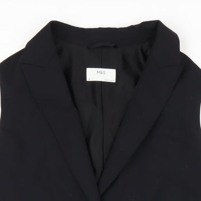 Marks and Spencer Womens Black Polyester Jacket Suit Waistcoat Size 14