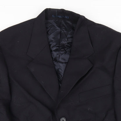 Mens UK Size 38 Charlton Gray Regular Blue Suit Jacket
