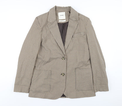 Pull&Bear Womens Brown Plaid Jacket Blazer Size S Button