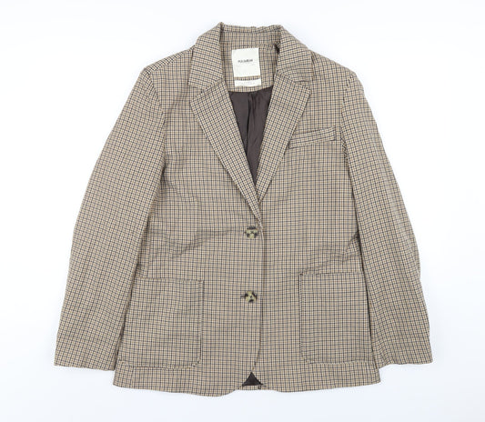 Pull&Bear Womens Brown Plaid Jacket Blazer Size S Button