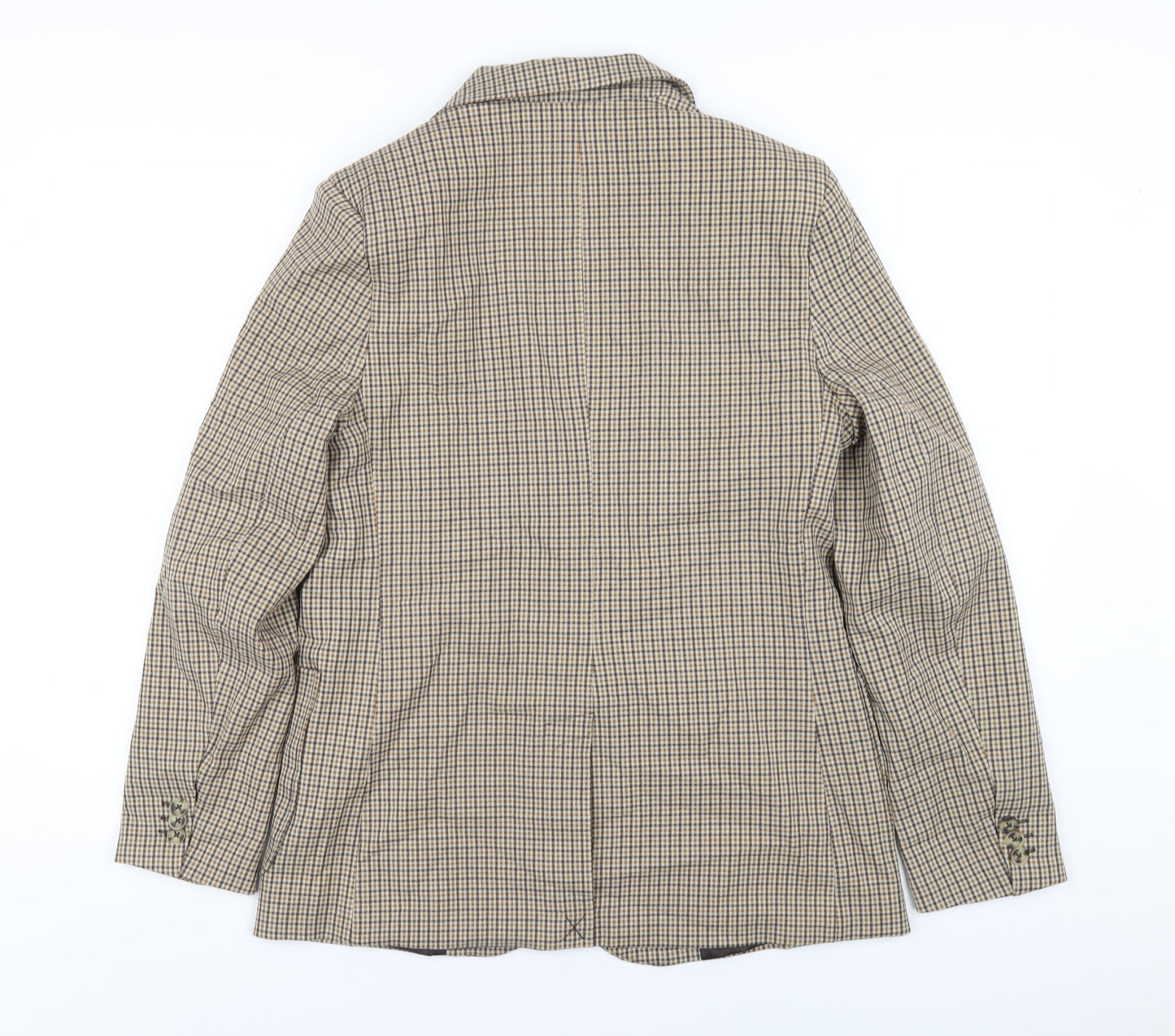 Pull&Bear Womens Brown Plaid Jacket Blazer Size S Button