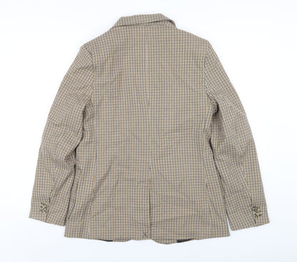 Pull&Bear Womens Brown Plaid Jacket Blazer Size S Button