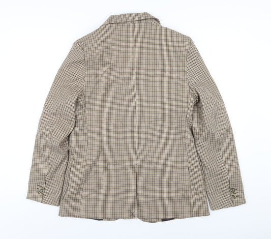 Pull&Bear Womens Brown Plaid Jacket Blazer Size S Button