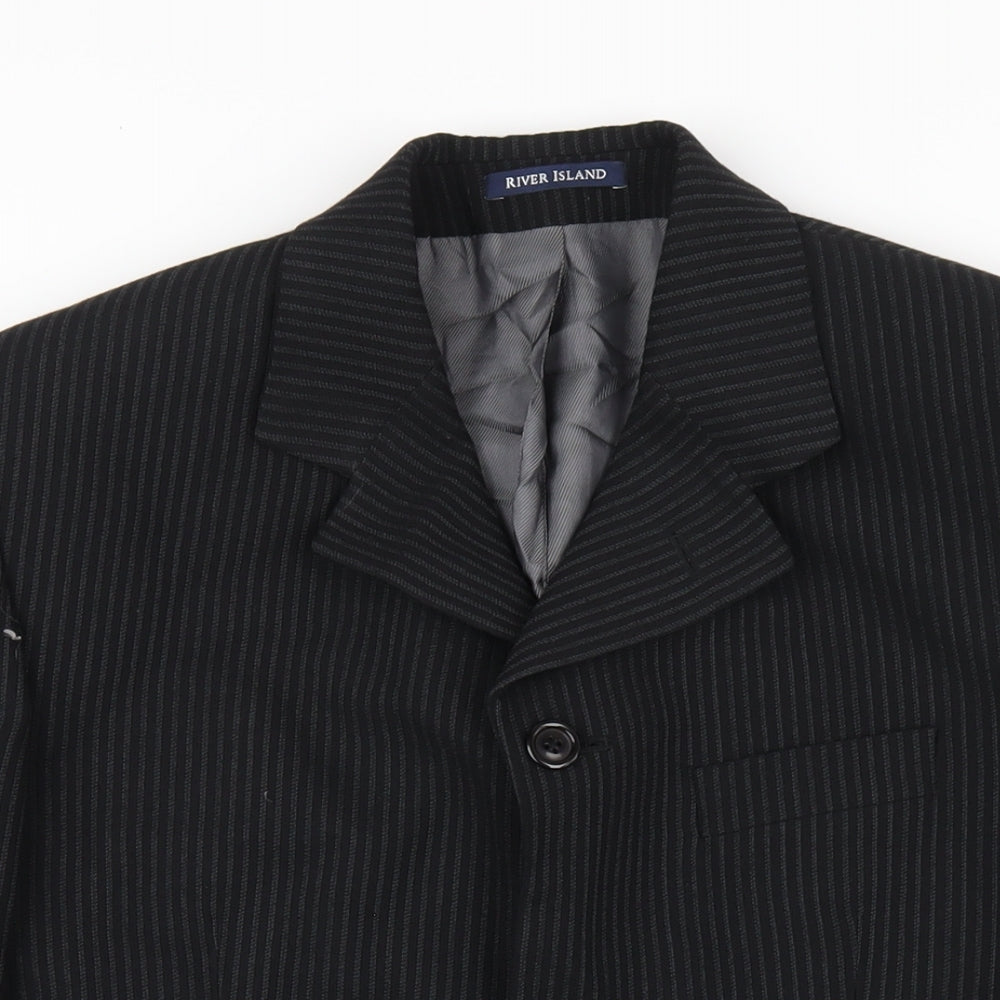 Mens UK Size 38 River Island Regular Black Suit Jacket