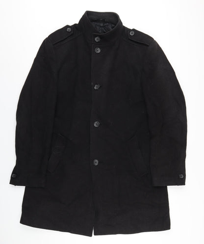 Mens UK Size M Marks and Spencer Black Overcoat