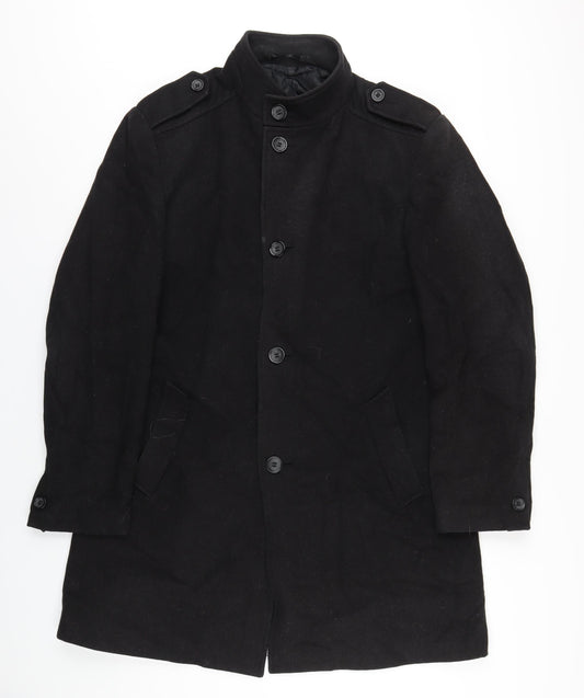 Mens UK Size M Marks and Spencer Black Overcoat